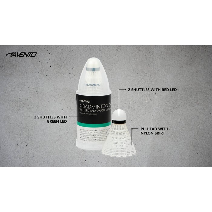 Avento® Avento - 4 Badminton Shuttles • LED • Weiß