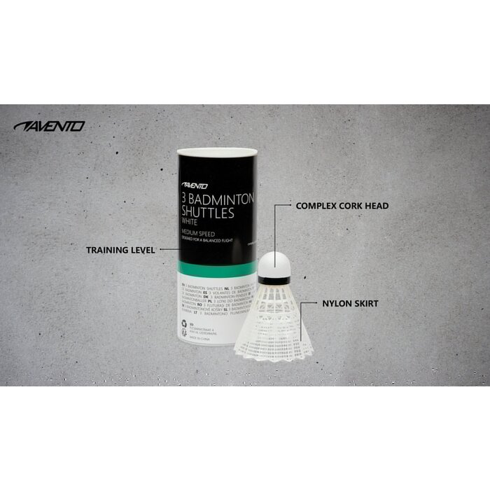Avento® Avento® - 3 Badminton Shuttles • COMPLEX CORK • Wit