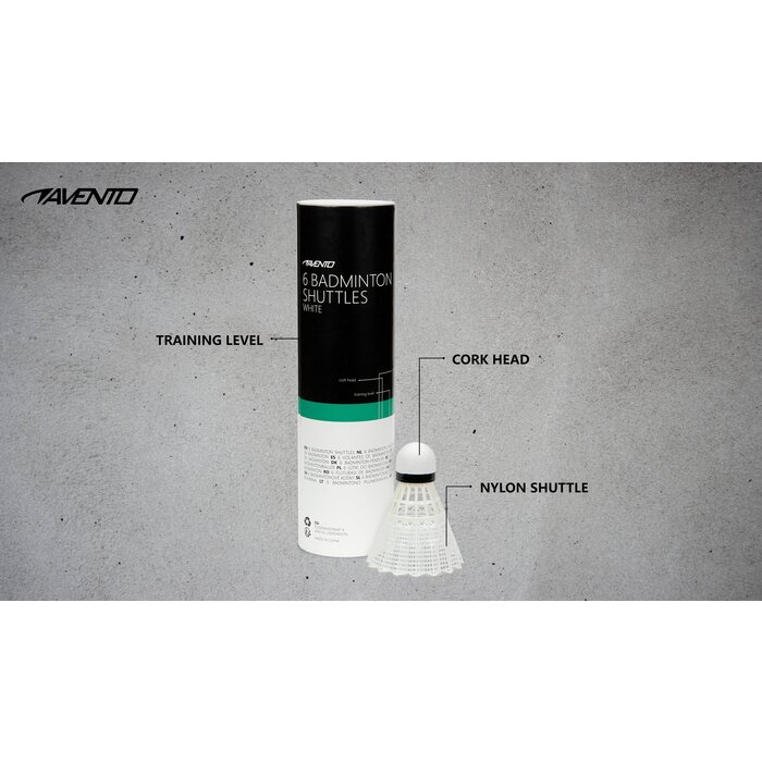 Avento® Avento® - 6 Badminton Shuttles • KURK • Wit