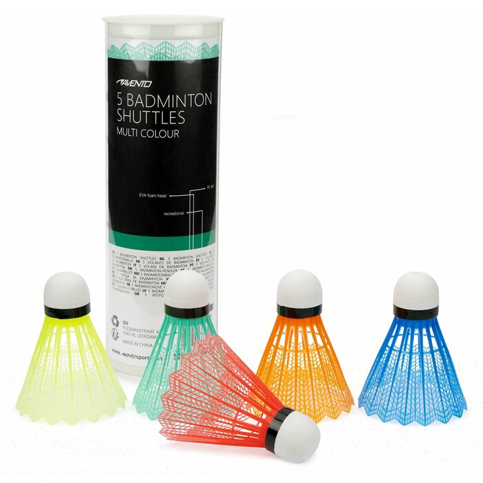 Avento® Avento® - 5 Badminton Shuttles • 5 COLOURS • Geel/Groen