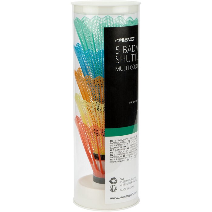 Avento® Avento® - 5 Badminton Shuttles • 5 COLOURS • Geel/Groen
