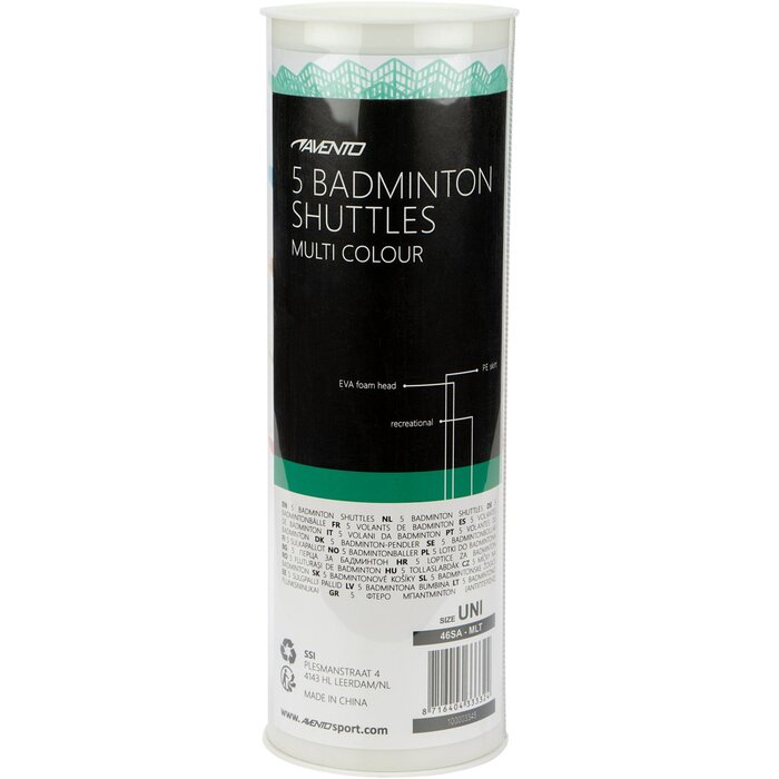 Avento® Avento® - 5 Badminton Shuttles • 5 COLOURS • Geel/Groen