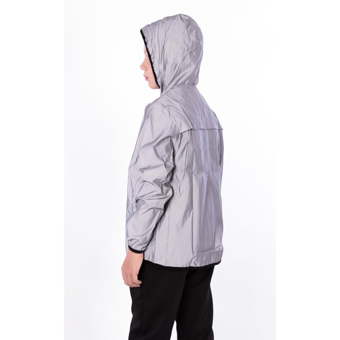 Avento® Avento - Reflektierende Jacke mit Kapuze Junior • FULL REFLECTIVE • Silber/Schwarz
