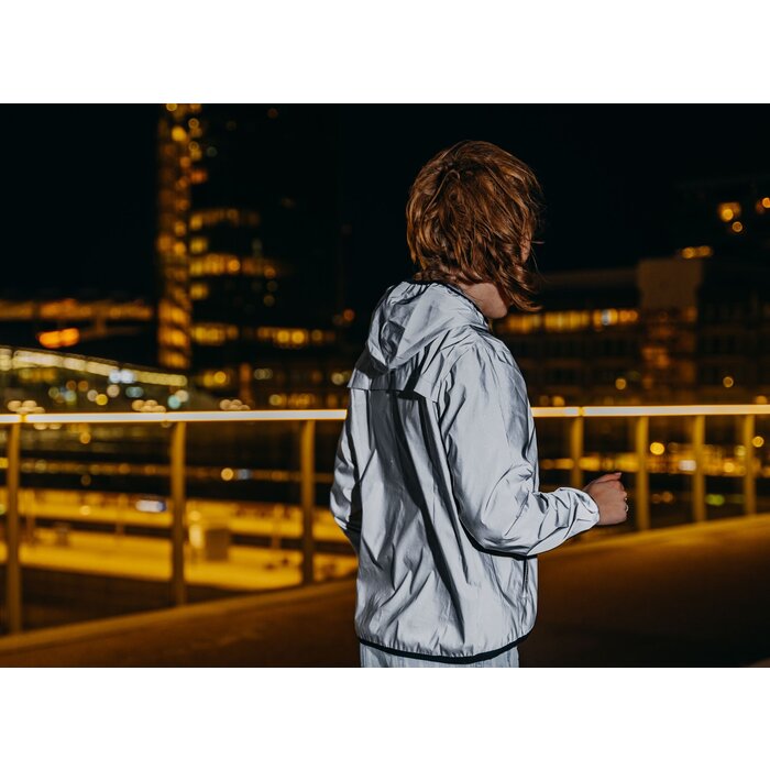 Avento® Avento® - Reflecterend Jack met Capuchon Junior • FULL REFLECTIVE • Zilver/Zwart