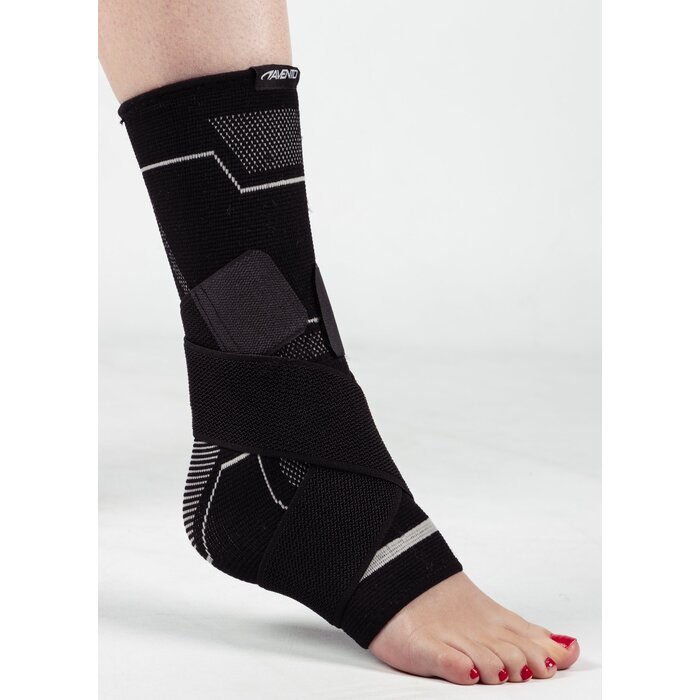 Avento® Avento® - Enkel Compressie Bandage met Elastische Band • Zwart/Zilvergrijs