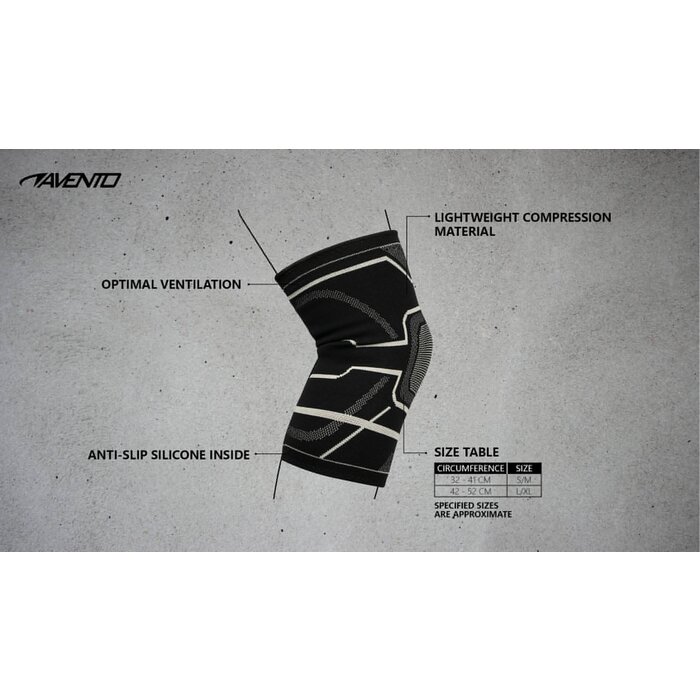 Avento® Avento - Knie-Kompressionsbandage • Schwarz/Silbergrau
