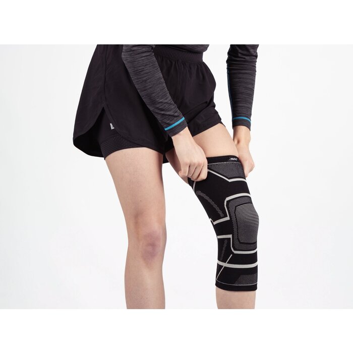 Avento® Avento® - Knie Compressie Bandage • Zwart/Zilvergrijs