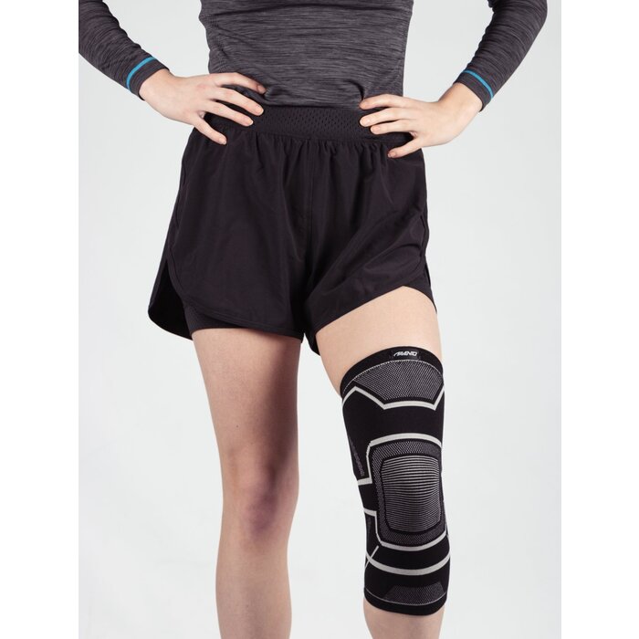 Avento® Avento® - Knie Compressie Bandage • Zwart/Zilvergrijs