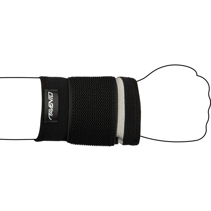 Avento® Avento - Wrist Compression Bandage with Elastic Strap • Black/Silver gray