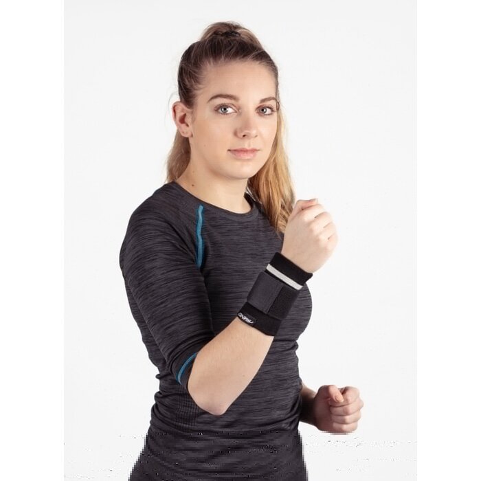 Avento® Avento - Handgelenk-Kompressionsbandage mit elastischem Gurt • Schwarz/Silbergrau