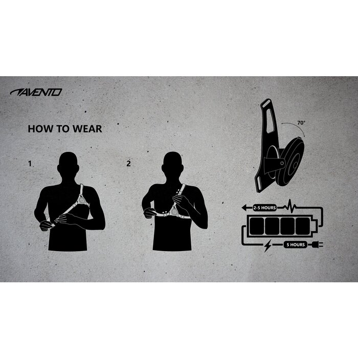 Avento® Avento - Gilet de sécurité Chest Light USB • Basculement • Noir