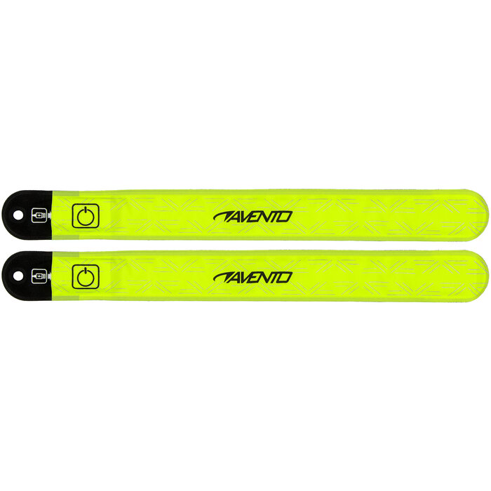Avento® Avento - Bracelets à enfiler rechargeables LED • Ensemble de 2 • FluoJaune/Grey Silver