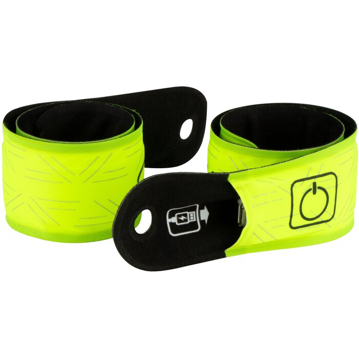 Avento® Avento - Bracelets à enfiler rechargeables LED • Ensemble de 2 • FluoJaune/Grey Silver