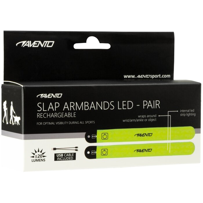 Avento® Avento® - Slap-on Banden Oplaadbaar LED • Set van 2 • Fluorgeel/Zilvergrijs