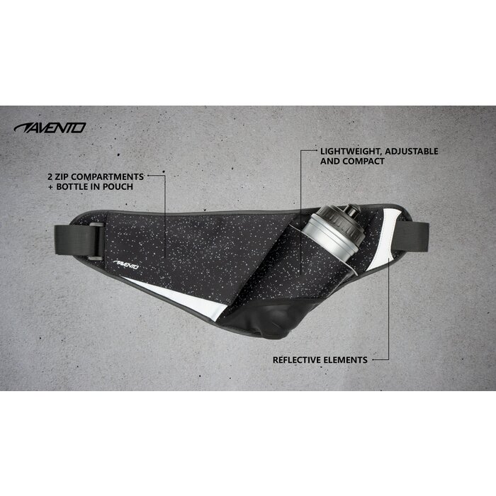 Avento® Avento® - Heuptas met Drinkfles • ALEX • Zwart/Zilver