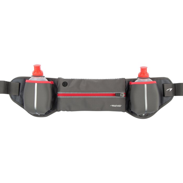 Avento® Avento® - Hardloopriem met 2 Drinkflessen • ADDY • Grijs/Fluorroze