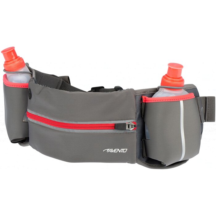 Avento® Avento - Running Belt with 2 Drink Bottles • ADDY • Gray/FluoPink