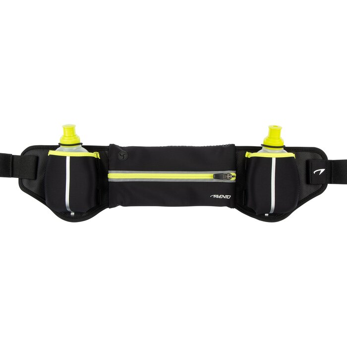 Avento® Avento - Running Belt with 2 Drink Bottles • ADDY • Black/fluoYellow