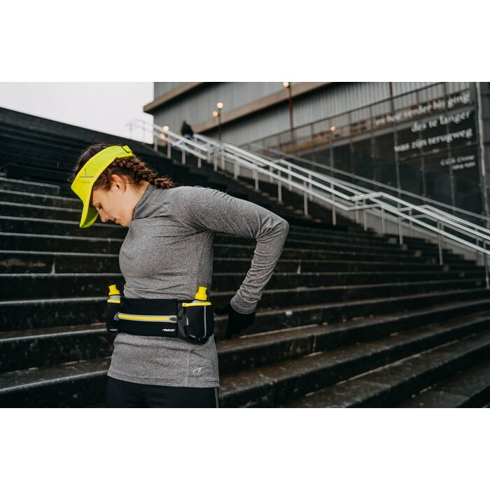 Avento® Avento - Running Belt with 2 Drink Bottles • ADDY • Black/fluoYellow
