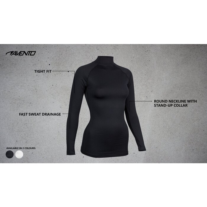 Avento® Avento® - Base Layer Lange Mouw • Dames • Zwart/Zilver