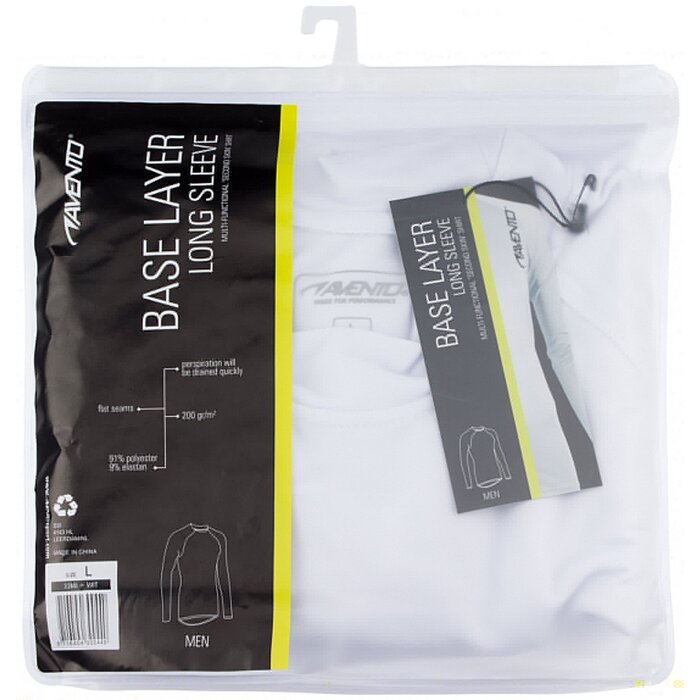 Avento® Avento® - Base Layer Lange Mouw • Heren • Wit/Zilver