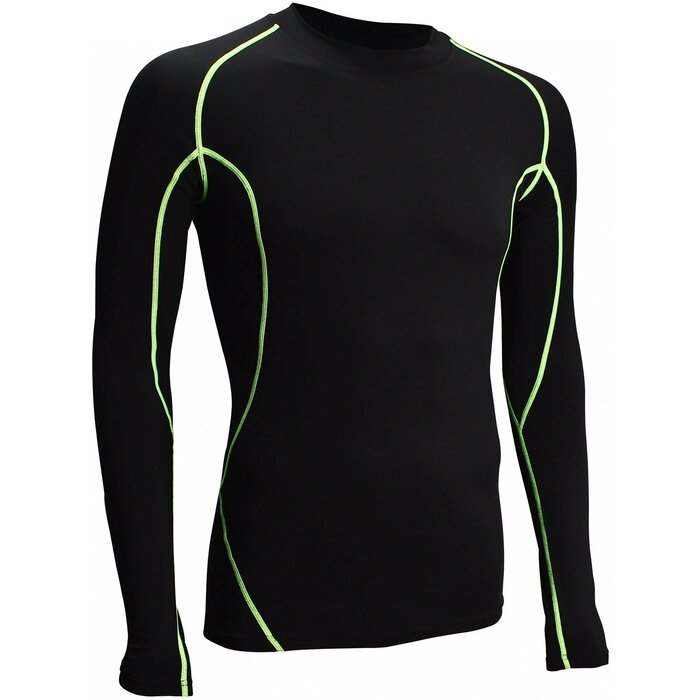 Avento® Avento - Chemise de compression à manches longues COMFORT • Hommes • Black/FluoJaune