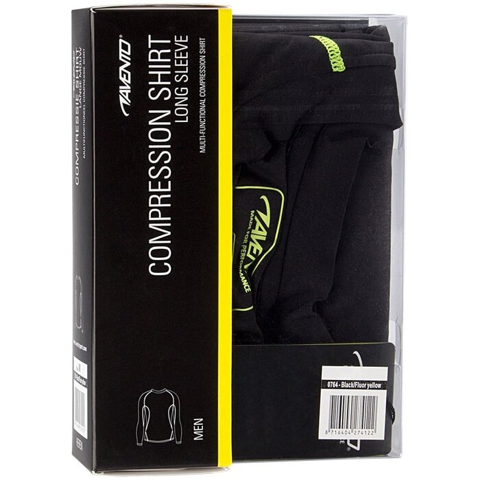 Avento® Avento - Chemise de compression à manches longues COMFORT • Hommes • Black/FluoJaune