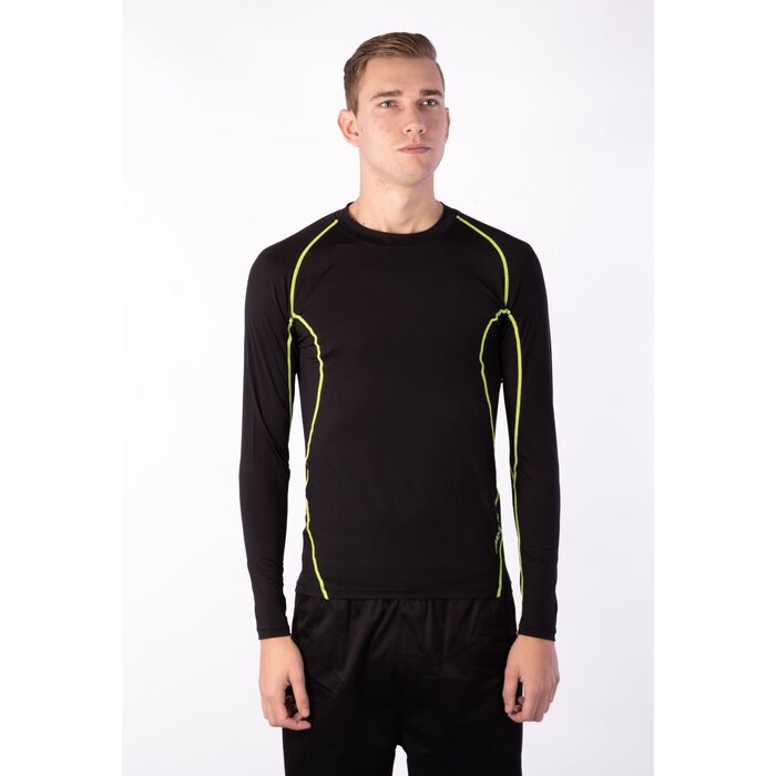 Avento® Avento - Compressions shirt Long Sleeve COMFORT • Men • Black/FluoYellow