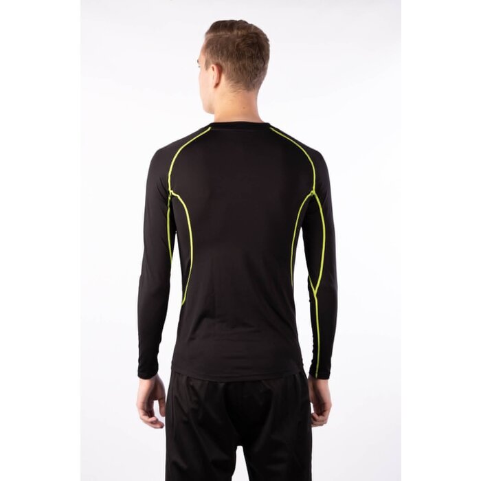 Avento® Avento® - Compressieshirt Lange Mouw COMFORT • Heren • Zwart/Fluorgeel