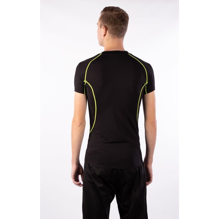 Avento® Avento - Chemise de compression à manches courtes  COMFORT• Hommes • Noir/FluoJaune