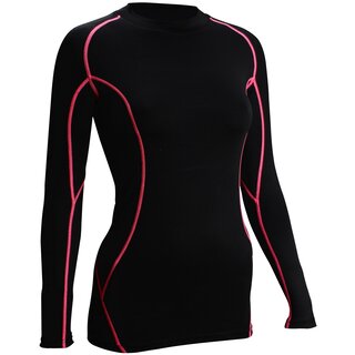 Avento® Chemise de compression à manches longues COMFORT • Femmes • Noir/Fuchsia