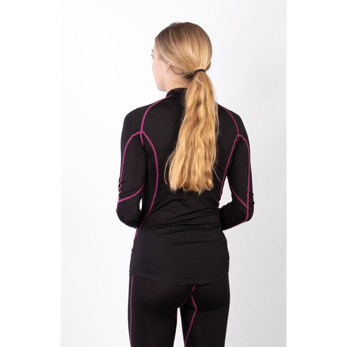 Avento® Avento® - Compressieshirt Lange Mouw COMFORT • Dames • Zwart/Fuchsia