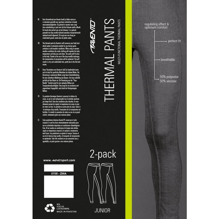 Avento® Avento - Thermohose Junior • 2-PACK • Schwarz