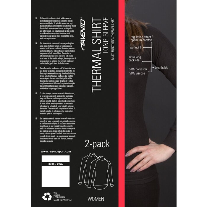 Avento® Avento - Langärmeliges Damen-Thermoshirt • 2-PACK • Schwarz