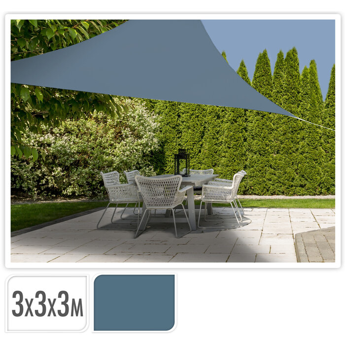 Triangle de tissu d'ombre - Protection UV UPF 50+ - 3x3x3m - bleu