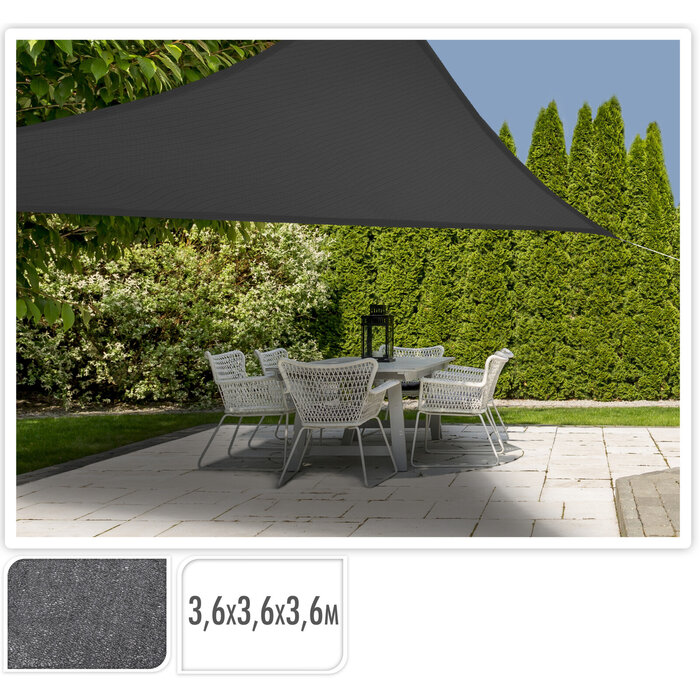 Shadow cloth open structure triangle - 3.6 m - Gray