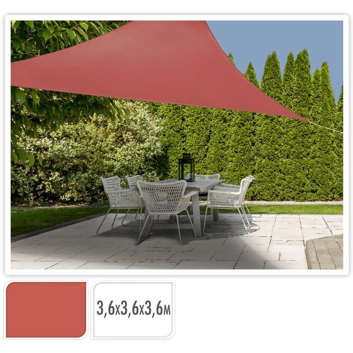 Schaduwdoek Driehoek met UV bescherming UPF 50+ - 3,6x3,6x3,6 meter - Terra