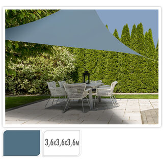 Triangle de tissu d'ombre avec protection UV UPF 50+ - 3.6x3,6x3,6 mètres - bleu