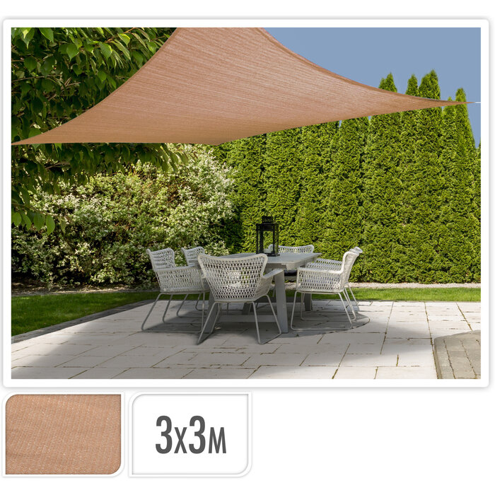 Structure ouverte en tissu d'ombre - 3x3 mètres - couleur de sable