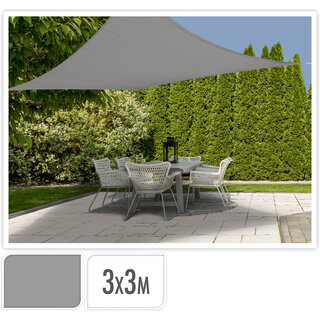 Tissu d'ombre avec protection UV UPF 50+ - 3x3 mètres - gris clair