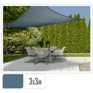 Tissu d'ombre avec protection UV UPF 50+ - 3x3 mètres - bleu