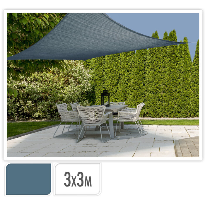 Shadow cloth with UV protection UPF 50+ - 3x3 meters - Blue