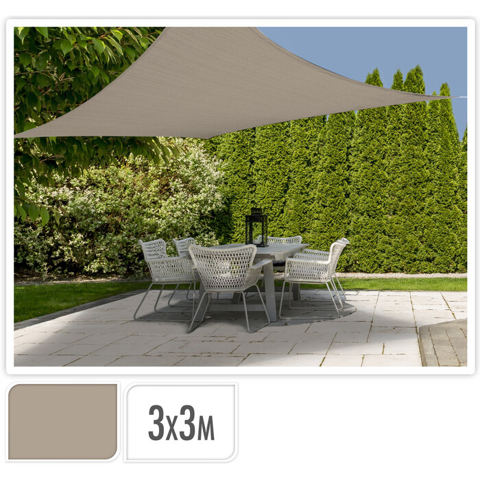 Schaduwdoek met UV bescherming UPF 50+ - 3x3 meter - Zand Kleur
