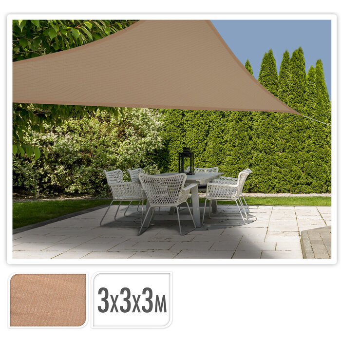 Shadow cloth open structure triangle - 3 m - sand color
