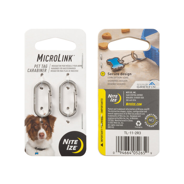 Nite Ize Nite Ize MicroLink Pet Tag Karabijnhaak 2-Pack Zilver
