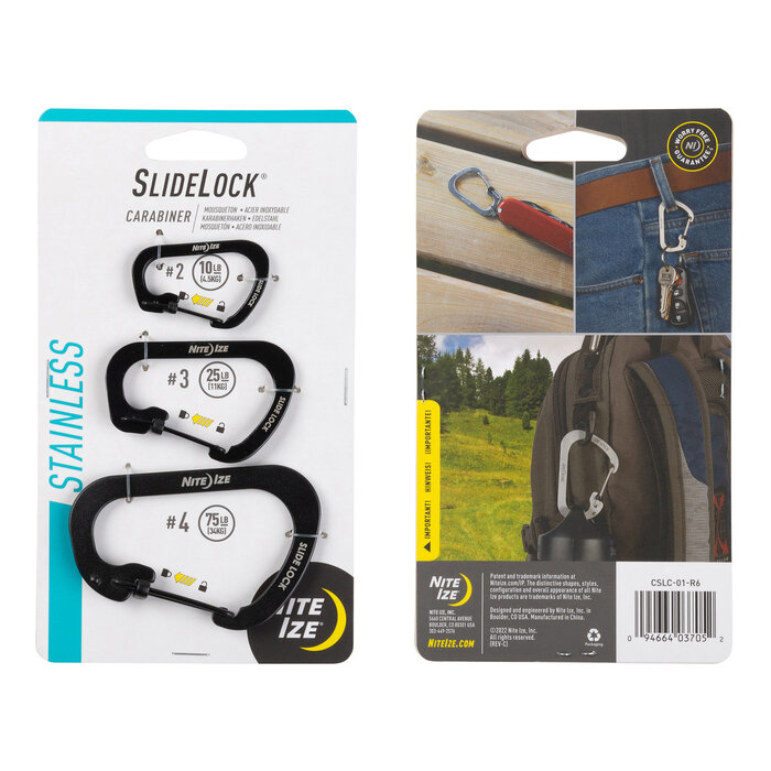 Nite Ize Nite Ize Karabijnhaak Slidelock 3-Pack Black #2 #3 #4