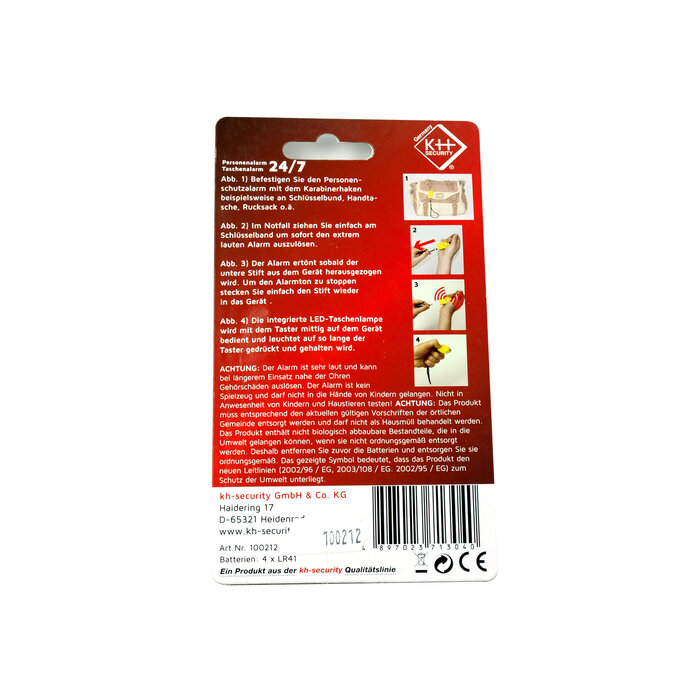 Kh Security KH Sécurité Alarme personnelle avec led rouge