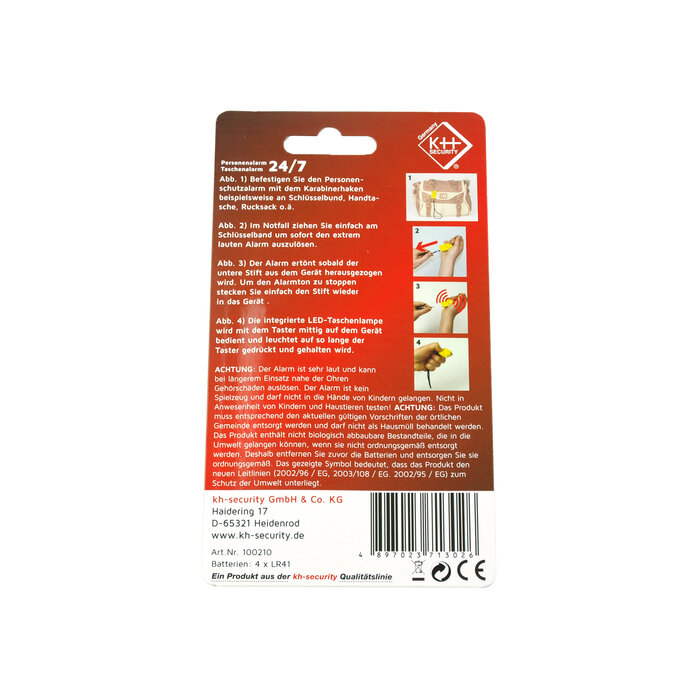 Kh Security KH Security Personal Alarm With LED Yellow