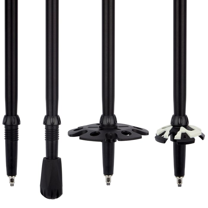 Abbey Camp® Abbey Camp – Teleskopisch verstellbarer Wanderstock mit Kork-/EVA-Griff – NAGANO-1 – Silber/Schwarz