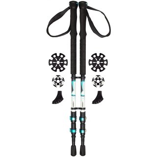 Abbey Camp® Walking sticks telescopically adjustable Set • SANTIAGO-135 • Black/Mint Green